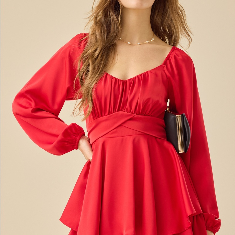 Altar’d State Red Long Sleeve Dress